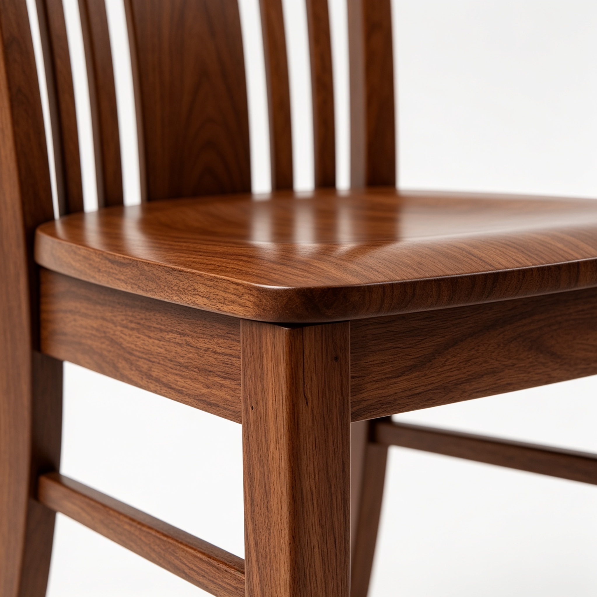 Leahsonny Walnut Wood Dining Chairs Set of 4, Armless Kitchen Chairs with Solid Rubber Wood Legs, Non-Slip Foot Pads, Max Load 400 Lbs, Farmhouse High Ladder Back Dining Room Chairs