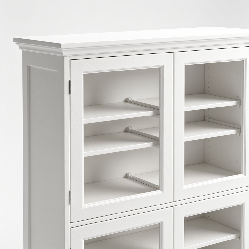 Leahsonny White Tall Kitchen Pantry Cabinet with 4 Doors and Adjustable Shelves, Freestanding Storage Cupboard for Dining Room, Living Room, Laundry, and Bathroom