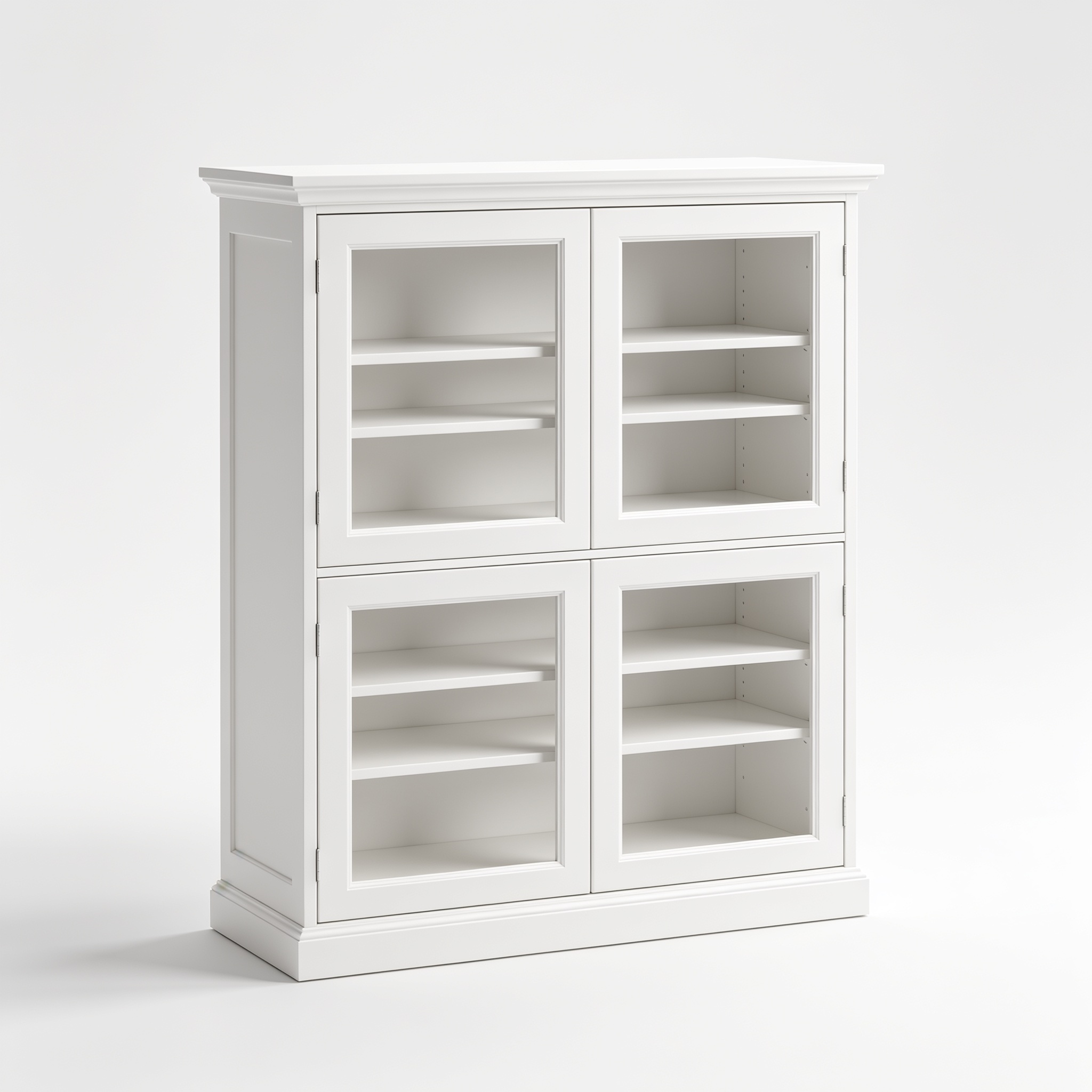 Leahsonny White Tall Kitchen Pantry Cabinet with 4 Doors and Adjustable Shelves, Freestanding Storage Cupboard for Dining Room, Living Room, Laundry, and Bathroom