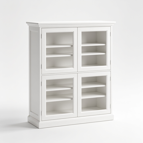 Leahsonny White Tall Kitchen Pantry Cabinet with 4 Doors and Adjustable Shelves, Freestanding Storage Cupboard for Dining Room, Living Room, Laundry, and Bathroom
