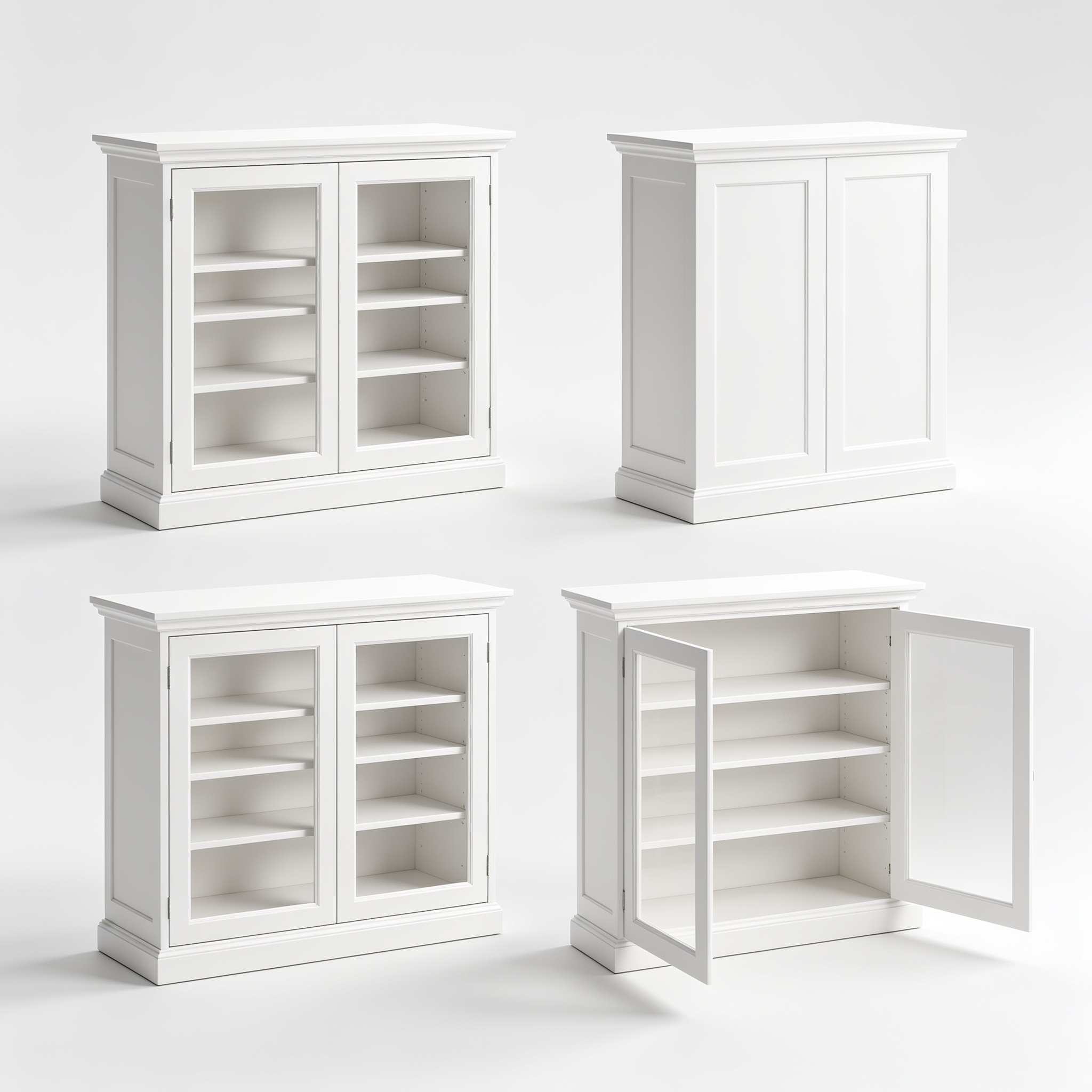 Leahsonny White Tall Kitchen Pantry Cabinet with 4 Doors and Adjustable Shelves, Freestanding Storage Cupboard for Dining Room, Living Room, Laundry, and Bathroom